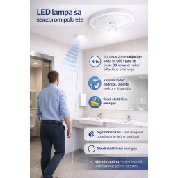 LED plafonjera sa senzorom 15W (Boja svetlosti: HLADNO BELA - 6500 kelvina)