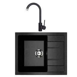 Set: Granitna sudopera Ulgran U607 + crna lučna slavina + sifon i dostava GRATIS
