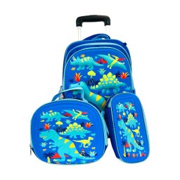 Ranac set 3u1 sa točkićima dino plavi