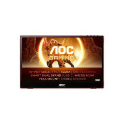 Aoc 16g3 15,6"/ips/1920x1080/144hz/4ms gtg/hdmi,usb type c/zvucnici/prenosni/crnocrvena monitor ( 16g3 )