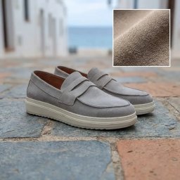 Sive casual mokasine od velura