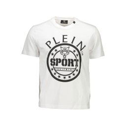PLEIN SPORT WHITE MEN'S SHORT SLEEVE T-SHIRT