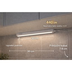 LED strela armatura za kuhinjske elemente sa prekidačem 30 cm (Boja svetlosti: HLADNO BELA - 6500 kelvina)