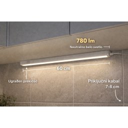 LED strela armatura za kuhinjske elemente sa prekidačem 60 cm (Boja svetlosti: NEUTRALNA - 4000 kelvina)