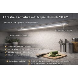 LED strela armatura za kuhinjske elemente sa prekidačem 90 cm (Boja svetlosti: ZUTA - 3000 kelvina)
