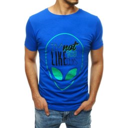 T-shirt męski z nadrukiem niebieski Dstreet