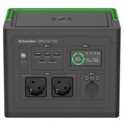 APC Schneider OffGrid Portable Power Station 730, 738Wh Lithium-ion, LCD, 2 CEE 7/3 Schuko outlets, Sinewave, 3 USB-A, 2 USB-C, Wireless Ch