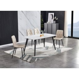 Trpezarijski sto 2307 Bela keramicka ploca/Metalne crne noge 1400x800x750 mm ( 770-040 )