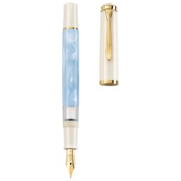 Nalivpero Classic M200 (M)+kožna bela futrola+poklon kutija G30 bela Pelikan pastelno-plavo