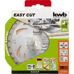 KWB 49586138 Easycut rezni disk za cirkular 184x20, 30Z, HM, za drvo/metal(nonFe)/plastiku, Energy S