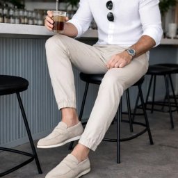 Krem casual mokasine od velura sa eva đonom