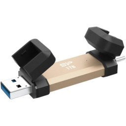 Silicon Power Portable Stick-Type SSD 1TB, DS72, Type-C/Type-A Gold ( SP001TBUC3S72VPG )
