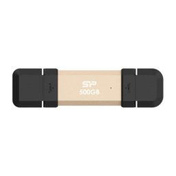 Silicon Power Portable Stick-Type SSD 500GB, DS72, Type-C/Type-A Gold ( SP500GBUC3S72VPG )