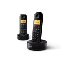 PHILIPS Fiksni bezicni telefon sa dve slusalice Philips D160 DUO Ekran 1.6inc, Black