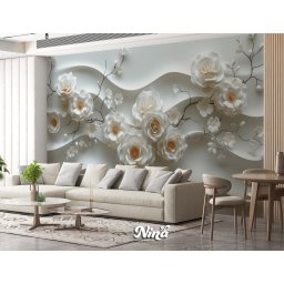 Foto tapet Beli cvetni talasi Tapet513