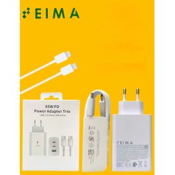 Kućni punjač Eima EM01 65W 2xPD 25W/65W 1xUSB+Type C na Type C beli