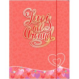 FASCIKLA SA GUMOM A4 LOVE IS ALL ...CRVENA 600GR LUX OP*