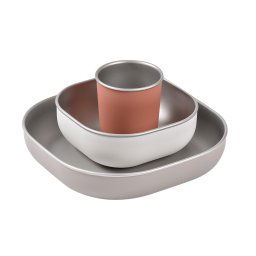 BEABA Set za jelo od nerđajućeg čelika - terracotta