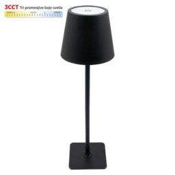 Stona lampa m6002-c crna 2w ip20 led touch dimmable + 3cct 3000-6000k dc5v led