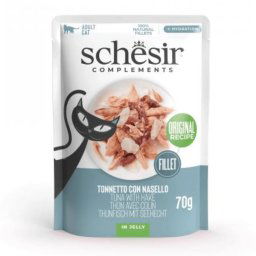 Schesir Hrana za Mačke Prelivi Tuna sa Oslićem u Želeu 70g