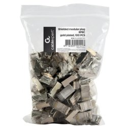 PLUG5SP/100 Gembird shielded modular 30u gold plated LAN konektor CAT5 FTP SFTP, RJ45(pak.100kom)