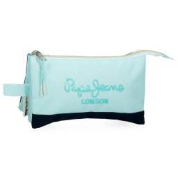 PEPE JEANS DALMA prazna pernica sa 3 pregrade - tirkizna