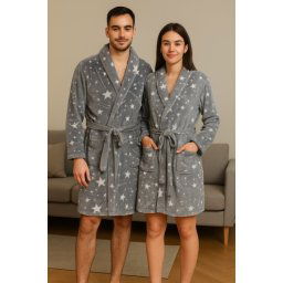 Ready Bade mantil - Sivi sa zvezdicama (S, M, L, XL, XXL)