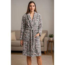 Ready Bade mantil - Sivi sa šarenim detaljima (S, M, L, XL, XXL)