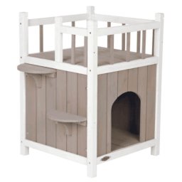 Trixie Kućica za Mače sa Balkonom od Drveta 45×65×45cm Sivo/Bela