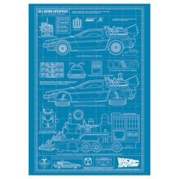 Fanattik Back to the Future Time Machine Blueprint Art Print ( 070957 )