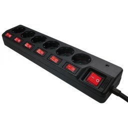 PRODUŽNI KABEL SA PRENAPONSKOM ZAŠTITOM 1.5m 6 RUPA 6 PREKIDAČA 3X1.5mm ENTAC