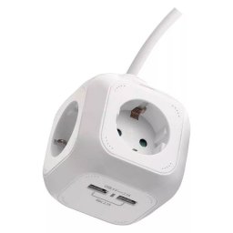 PRODUZNI KABL BELI 4R 1.9m 2xUSB KOCKA P04219GU EMOS