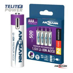 Ansmann punjiva Li-Ion 1.5V 500mAh AAA sa USB tip C ulazom za punjenje 4 komada ( 4201 )