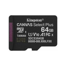 Kingston MicroSD 64GB, Canvas Select Plus, Class 10 UHS-I U1 V10 A1 ( SDCS3/64GBSP )