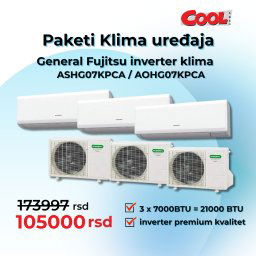 Paket klima 3x7000 btu Fujitsu General inverter