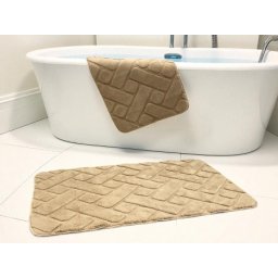 Dvodelni set prostirki za kupatilo – Cik-cak dizajn A12 ( VLK000185-krembojaa12 )