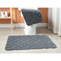 Dvodelni set prostirki za kupatilo – Cik-cak dizajn A14 ( VLK000185-sivabojaa14 )