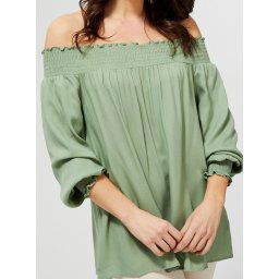 Moodo Light Green Off-the-Shoulder Top - Women's