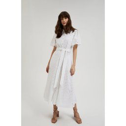 Women's dress with waist tie MOODO - white