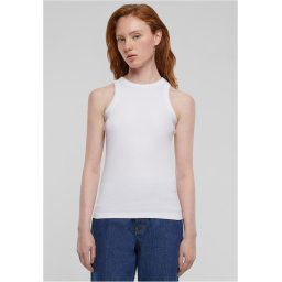 Women's Racer Back Rib Tank Top - White