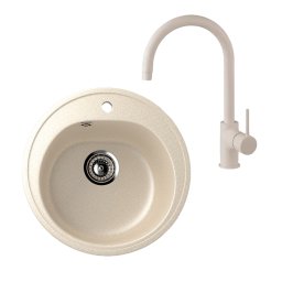 SET: Granitna sudopera Ulgran U101 BEŽ u kombinaciji sa BEŽ slavinom