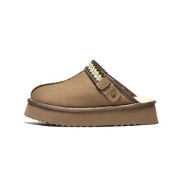 LP212592OLV - Ženske olive papuče od brušenog materijala