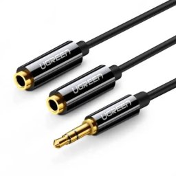 Ugreen AV134 25cm crni Kabl AUX M na 2xAUX F 3.5mm