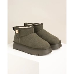 Tople ravne poluduboke čizme LH502532 maslinaste