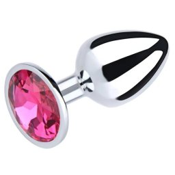 Metalni analni plug Pink kristal Veličina S