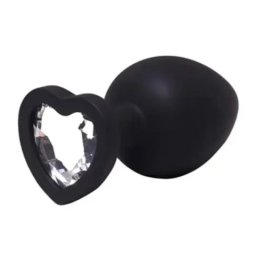Silikonski analni plug Srce Crni Veličina S