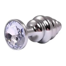 Metalni analni plug Rebrasti Beli Veličina S