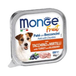 Monge Fruit Dog Pate With Chunkies Adult With Turkey And Blueberry 100g