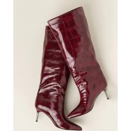 Duboke čizme na tanku štiklu LX562566 bordo kroko