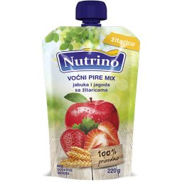 Nutrino Voćni Pire Mix-jabuka,jagoda,žitarice 220g